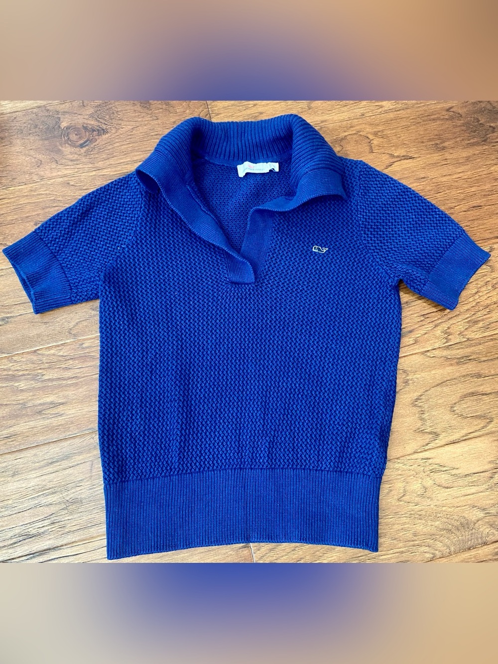 Vineyard Vines Short-Sleeve Knit Polo Sweater in Navy Blue